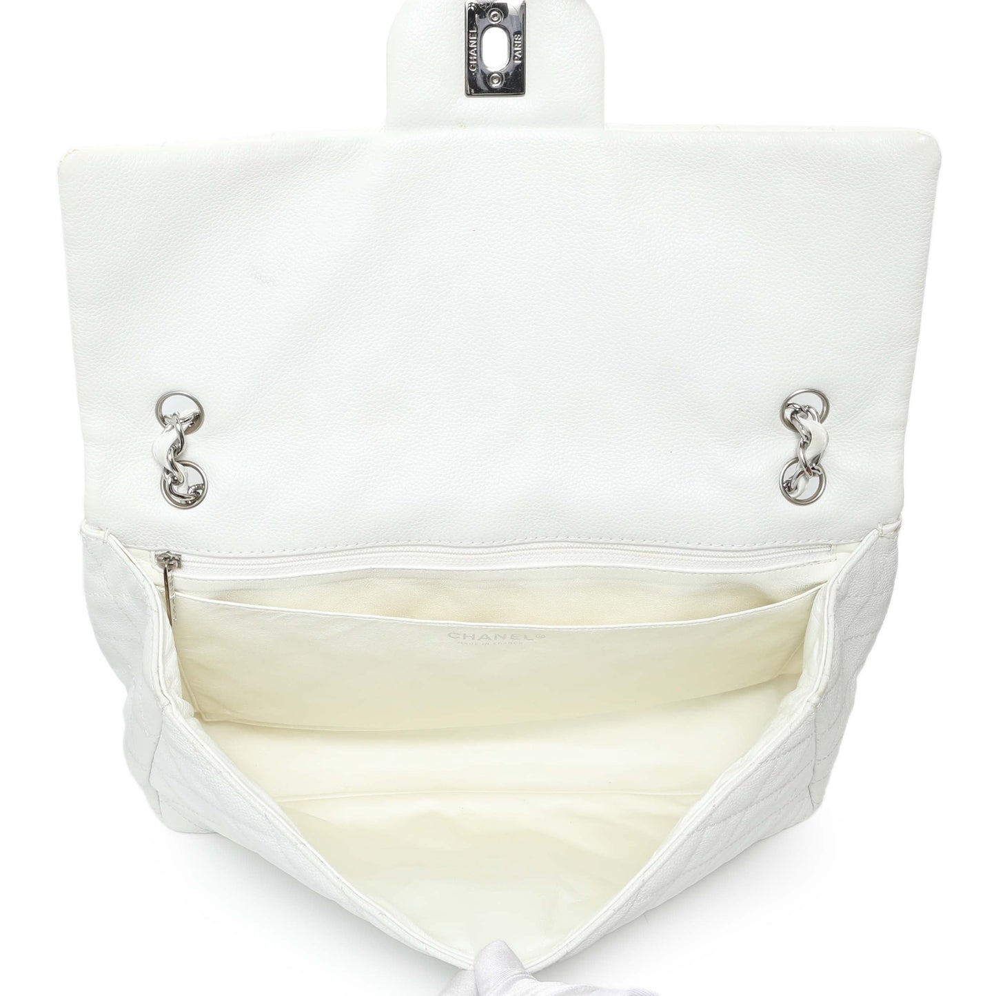 Exclusive Chanel White Quilted Caviar Maxi Single Flap — Alternate View 8