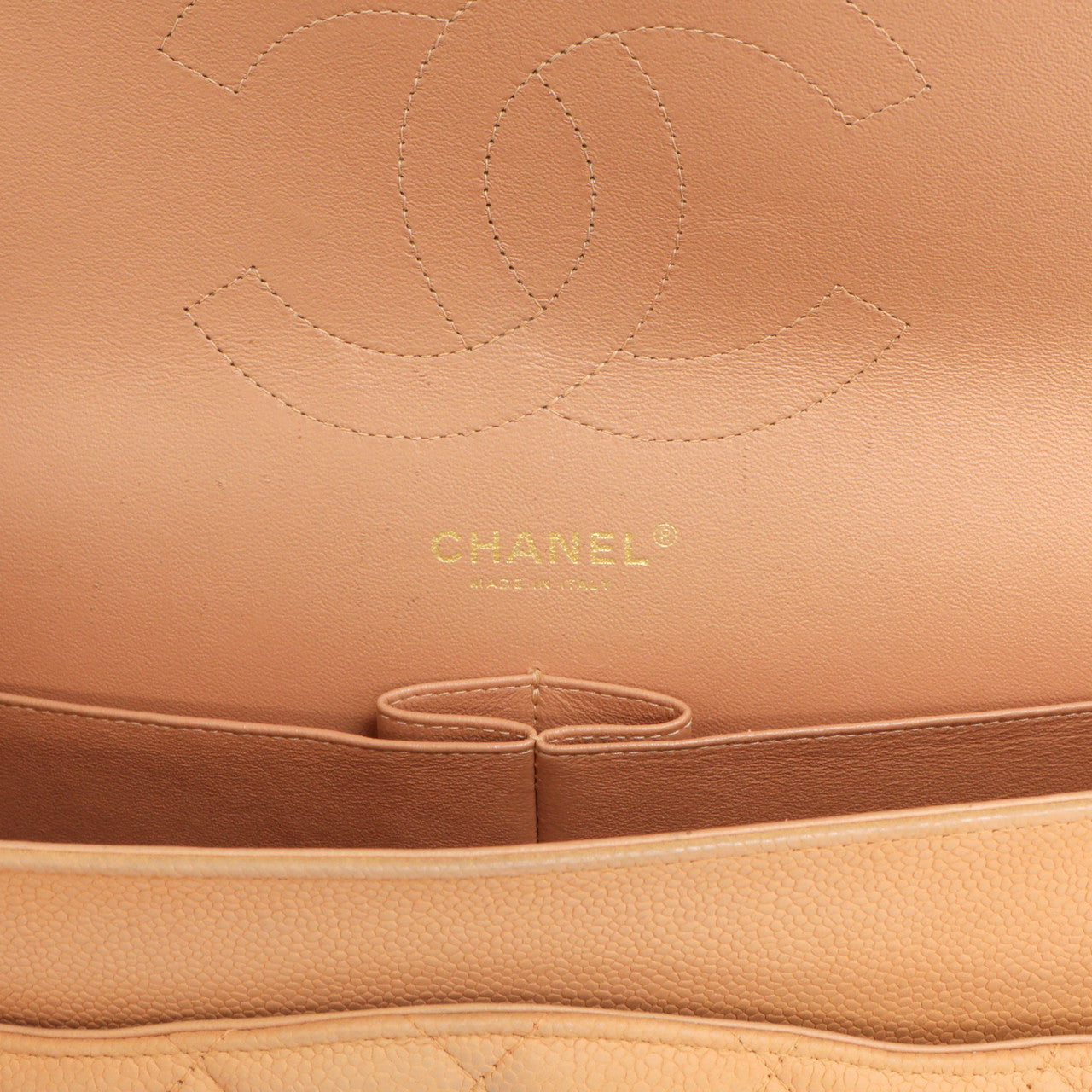 Exclusive Chanel Peach Quilted Caviar Jumbo Classic Double Flap — Alternate View 12