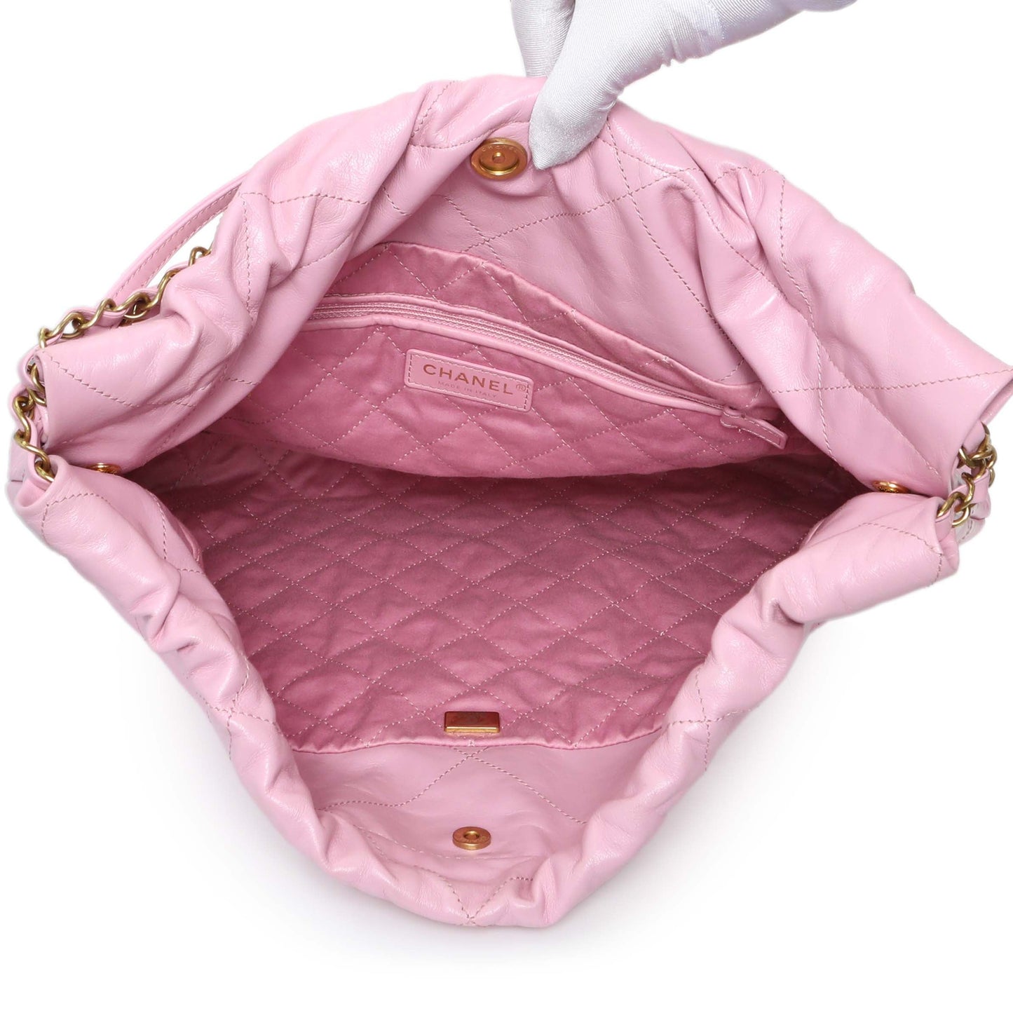 Exclusive Chanel Pink Shiny Calfskin Large Chanel 22 — Alternate View 8