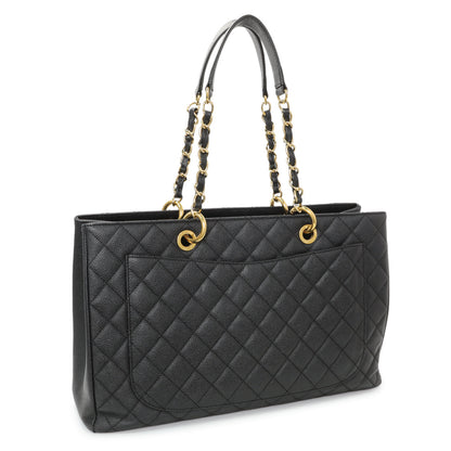 Exclusive Chanel Black Quilted Caviar XL Grand Shopping Tote GST — Side View