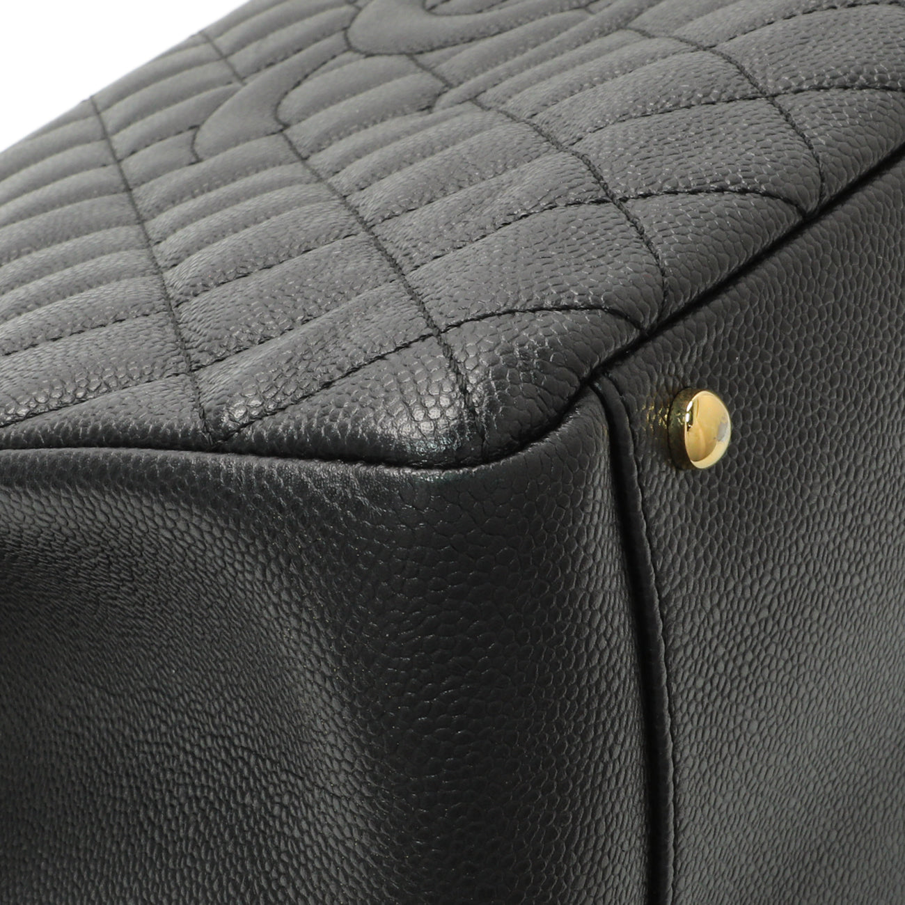 Exclusive Chanel Black Quilted Caviar XL Grand Shopping Tote GST — Top View