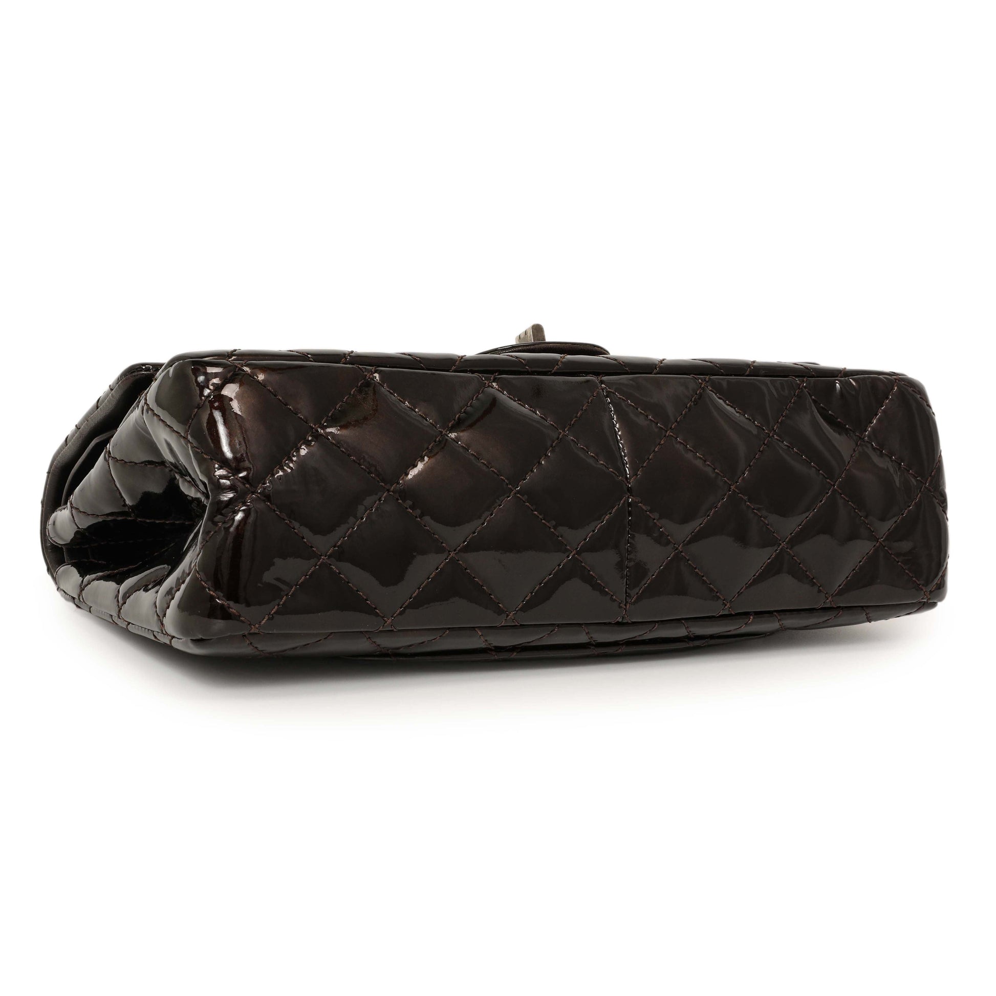 Exclusive Chanel Metallic Brown Quilted Patent 2.55 Reissue 226 — Back View