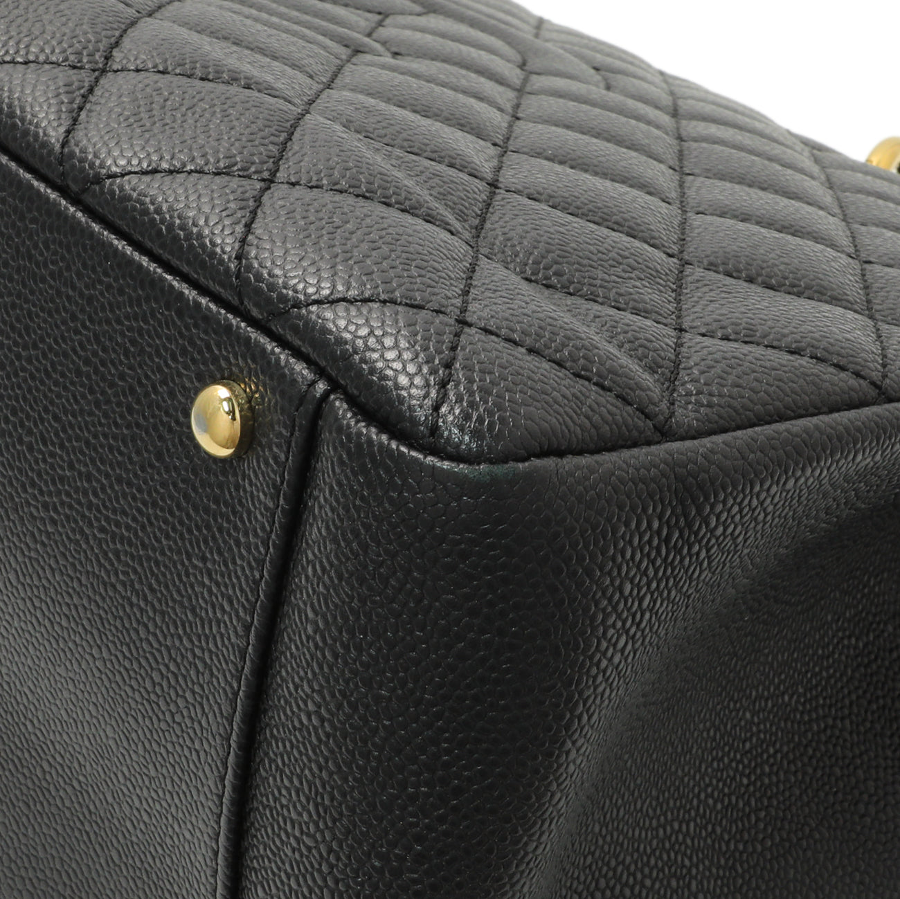 Exclusive Chanel Black Quilted Caviar XL Grand Shopping Tote GST — Detail View