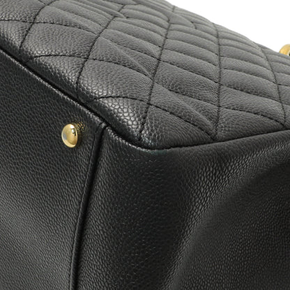 Exclusive Chanel Black Quilted Caviar XL Grand Shopping Tote GST — Detail View