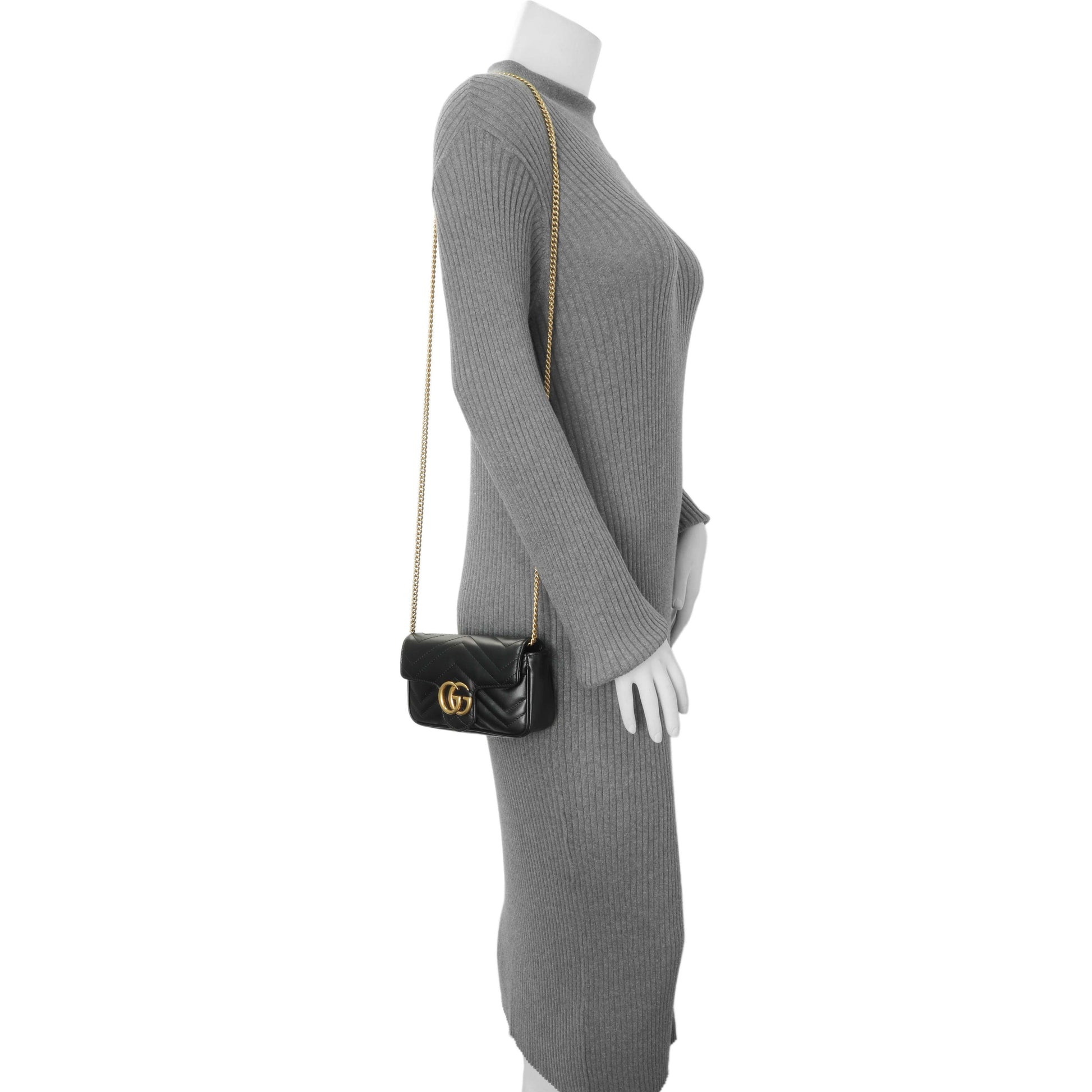 Exclusive Gucci Black Calfskin Matelasse Super Mini GG Marmont — Alternate View 7