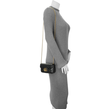 Exclusive Gucci Black Calfskin Matelasse Super Mini GG Marmont — Alternate View 7