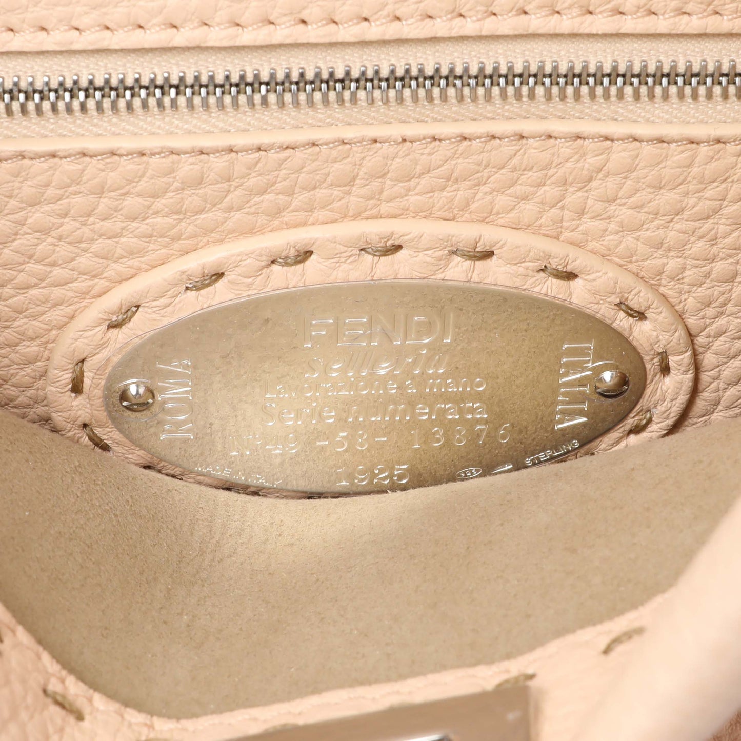 Exclusive Fendi Plaster Cuoio Romano Snakeskin Selleria Mini Peekaboo Iconic Satchel — Detail View