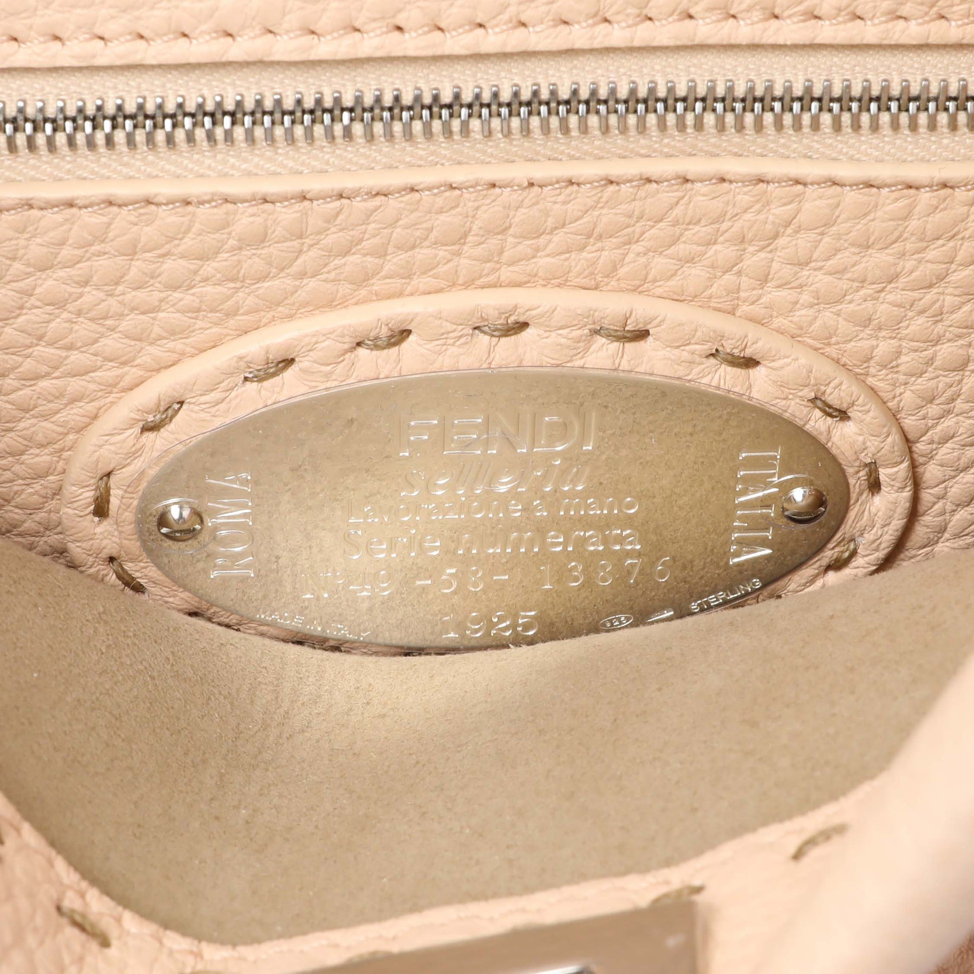 Exclusive Fendi Plaster Cuoio Romano Snakeskin Selleria Mini Peekaboo Iconic Satchel — Detail View