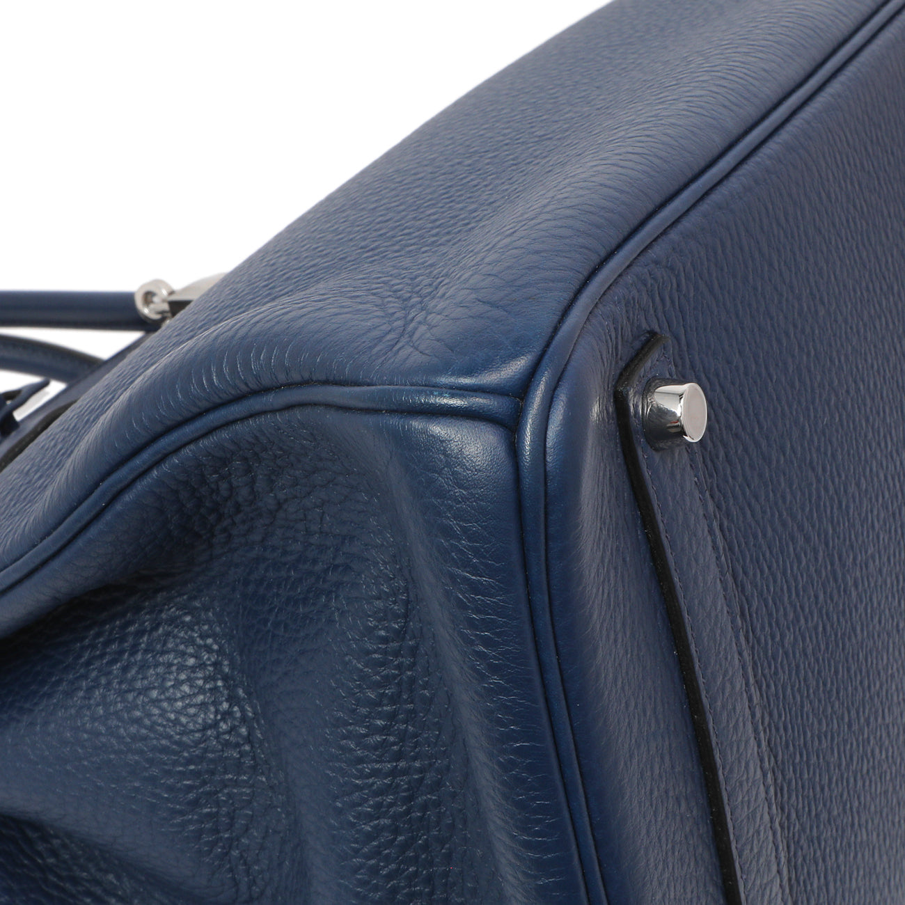 Exclusive Hermes Bleu Saphir Clemence Birkin 35 — Top View