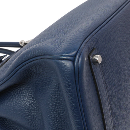 Exclusive Hermes Bleu Saphir Clemence Birkin 35 — Top View