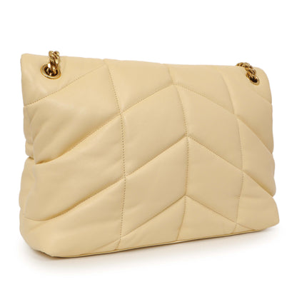 Exclusive Saint Laurent Jaune Pale Lambskin Medium Loulou Puffer — Back View