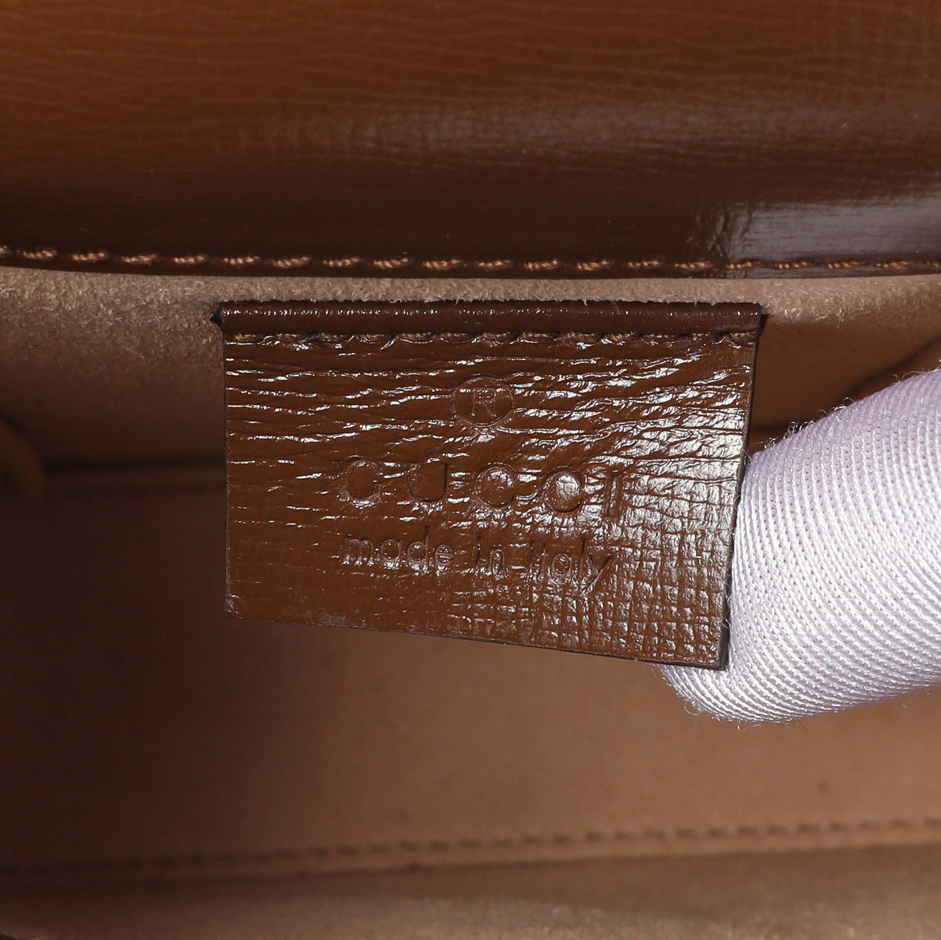 Exclusive Gucci GG Supreme Monogram Mini Horsebit 1955 Shoulder Bag — Detail View