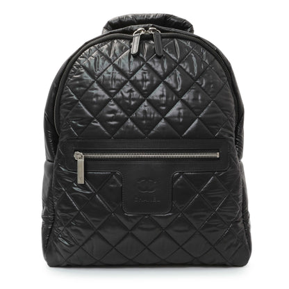 Exclusive Chanel Black Nylon Quilted Coco Cocoon Backpack — Front View