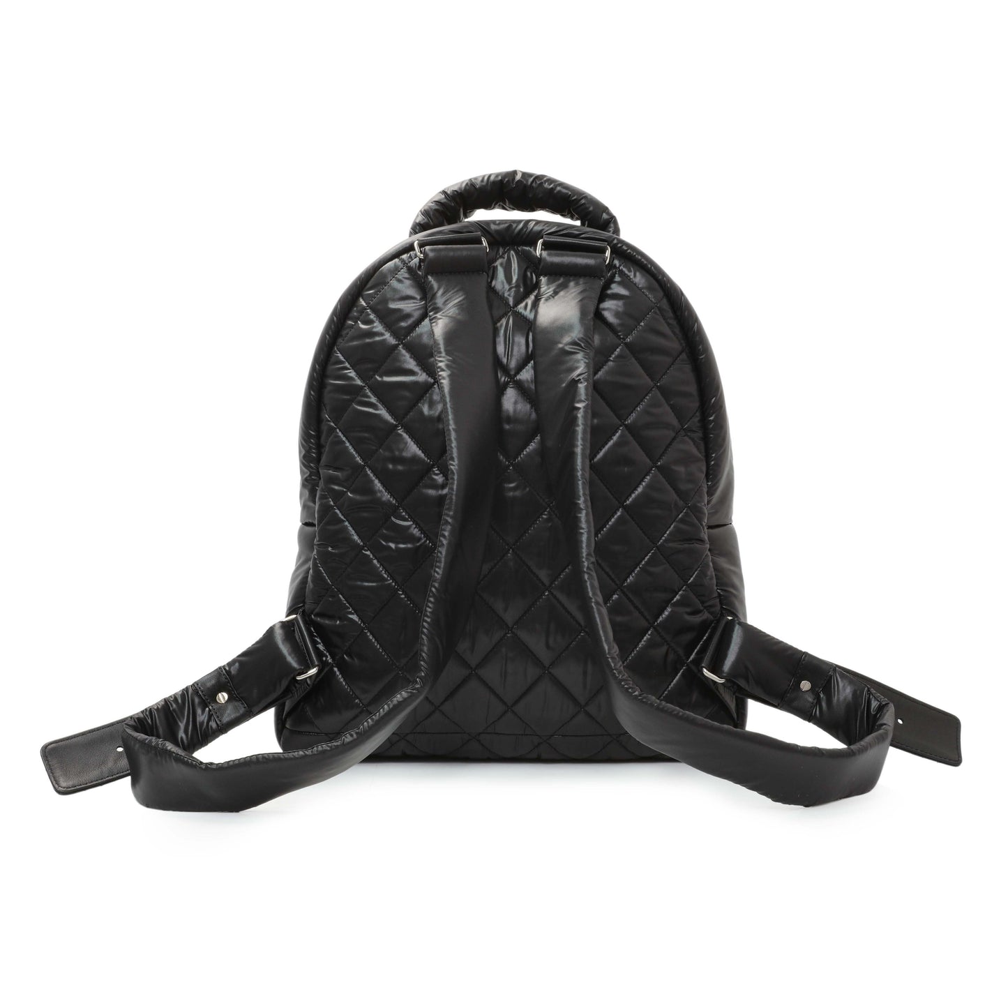 Exclusive Chanel Black Nylon Quilted Coco Cocoon Backpack — Side View