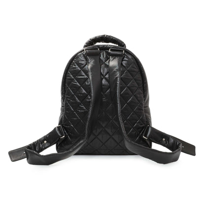 Exclusive Chanel Black Nylon Quilted Coco Cocoon Backpack — Side View