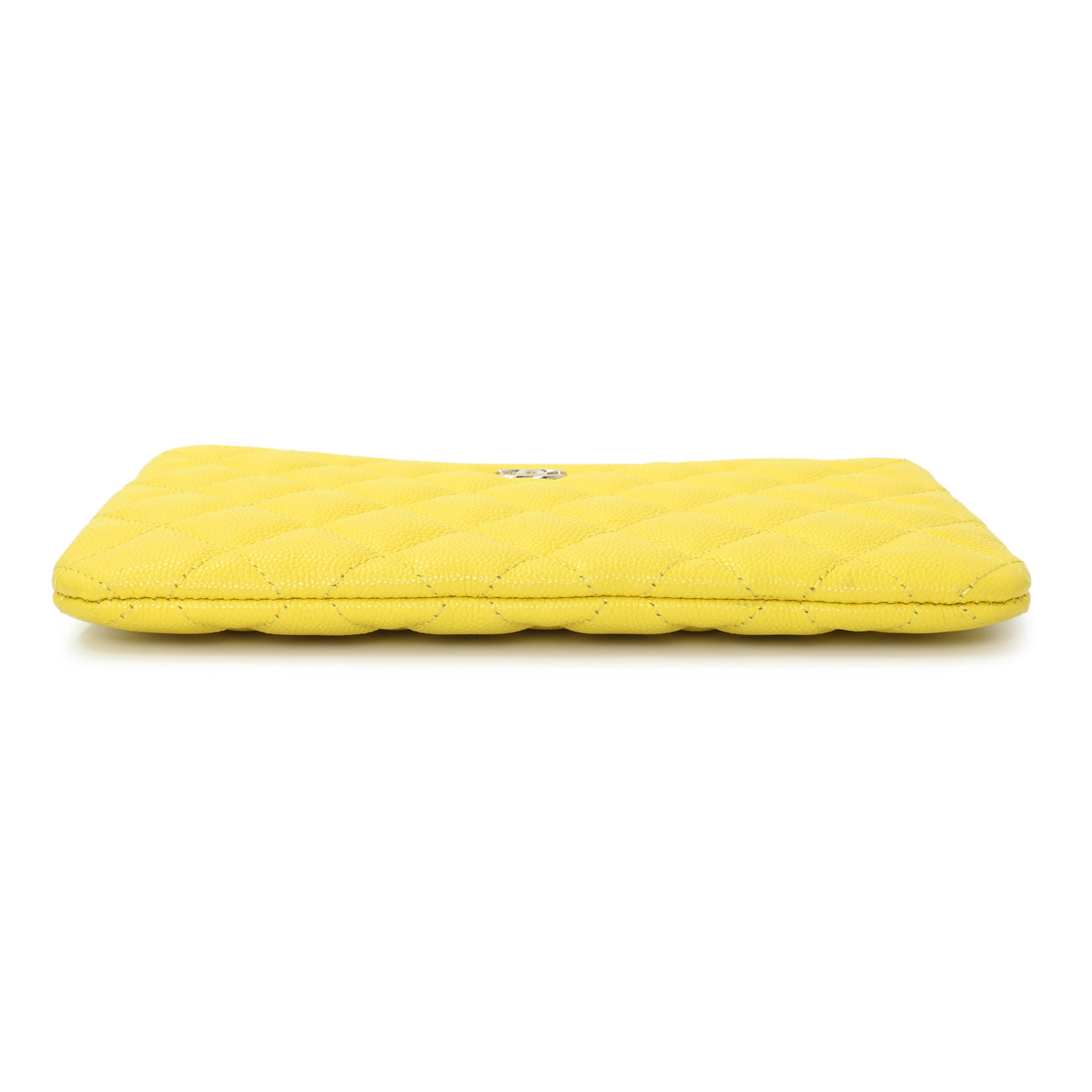Exclusive Chanel Yellow Quilted Caviar Cosmetic Case — Back View