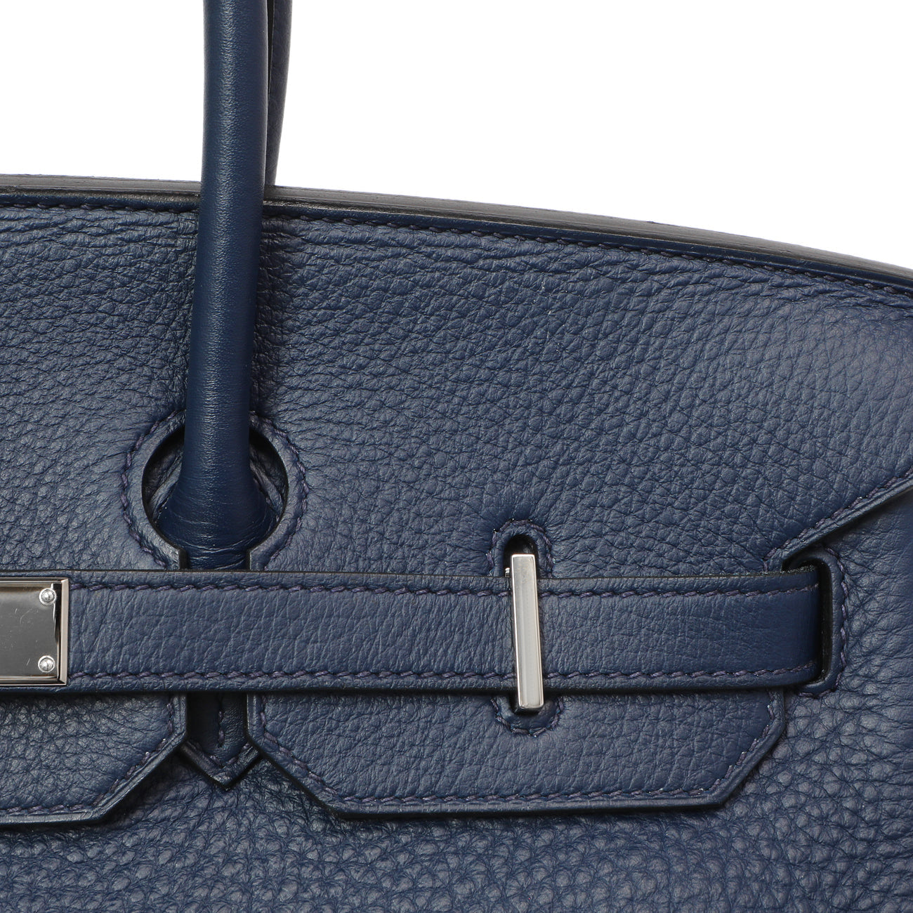 Exclusive Hermes Bleu Saphir Clemence Birkin 35 — Alternate View 11