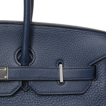 Exclusive Hermes Bleu Saphir Clemence Birkin 35 — Alternate View 11