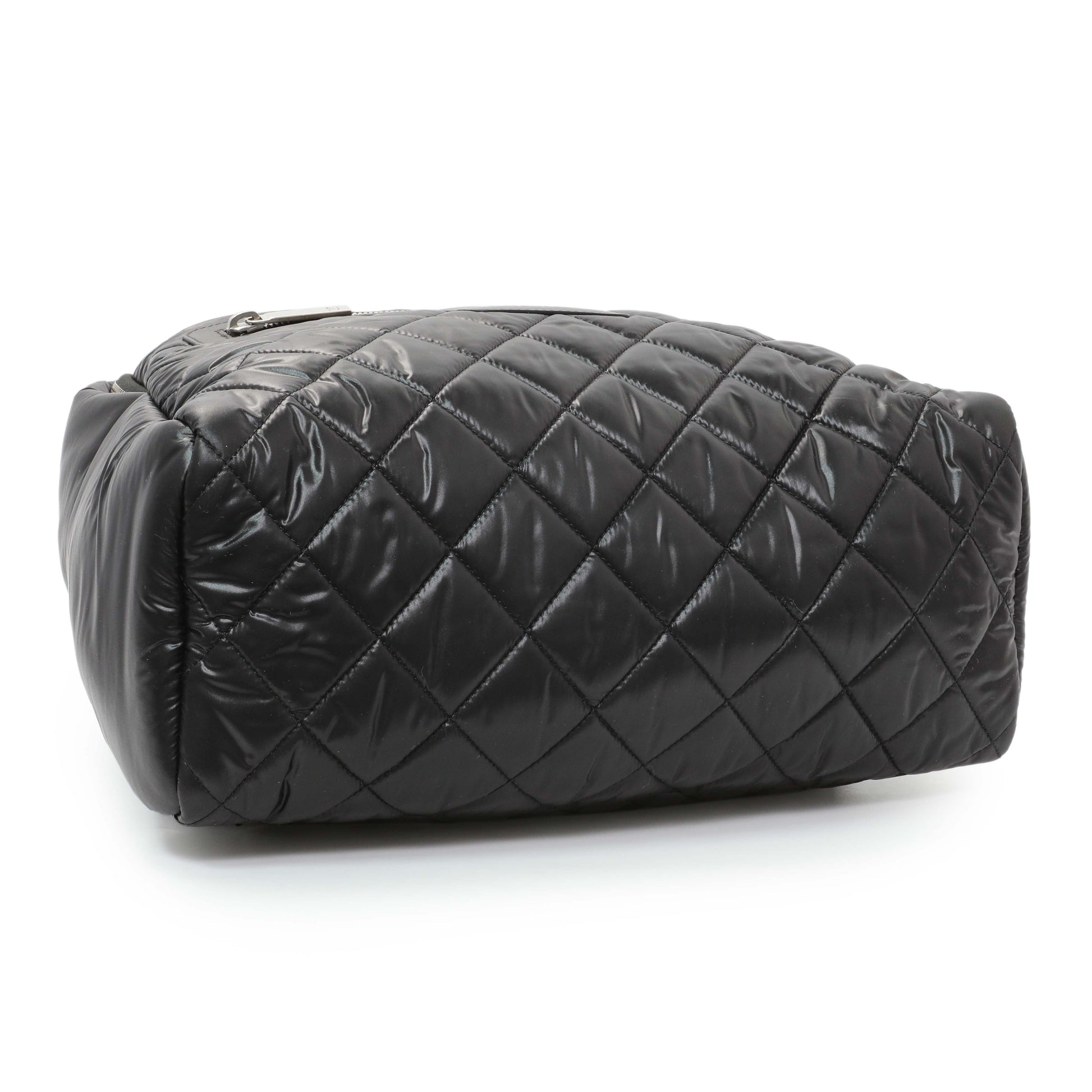 Exclusive Chanel Black Nylon Quilted Coco Cocoon Backpack — Back View