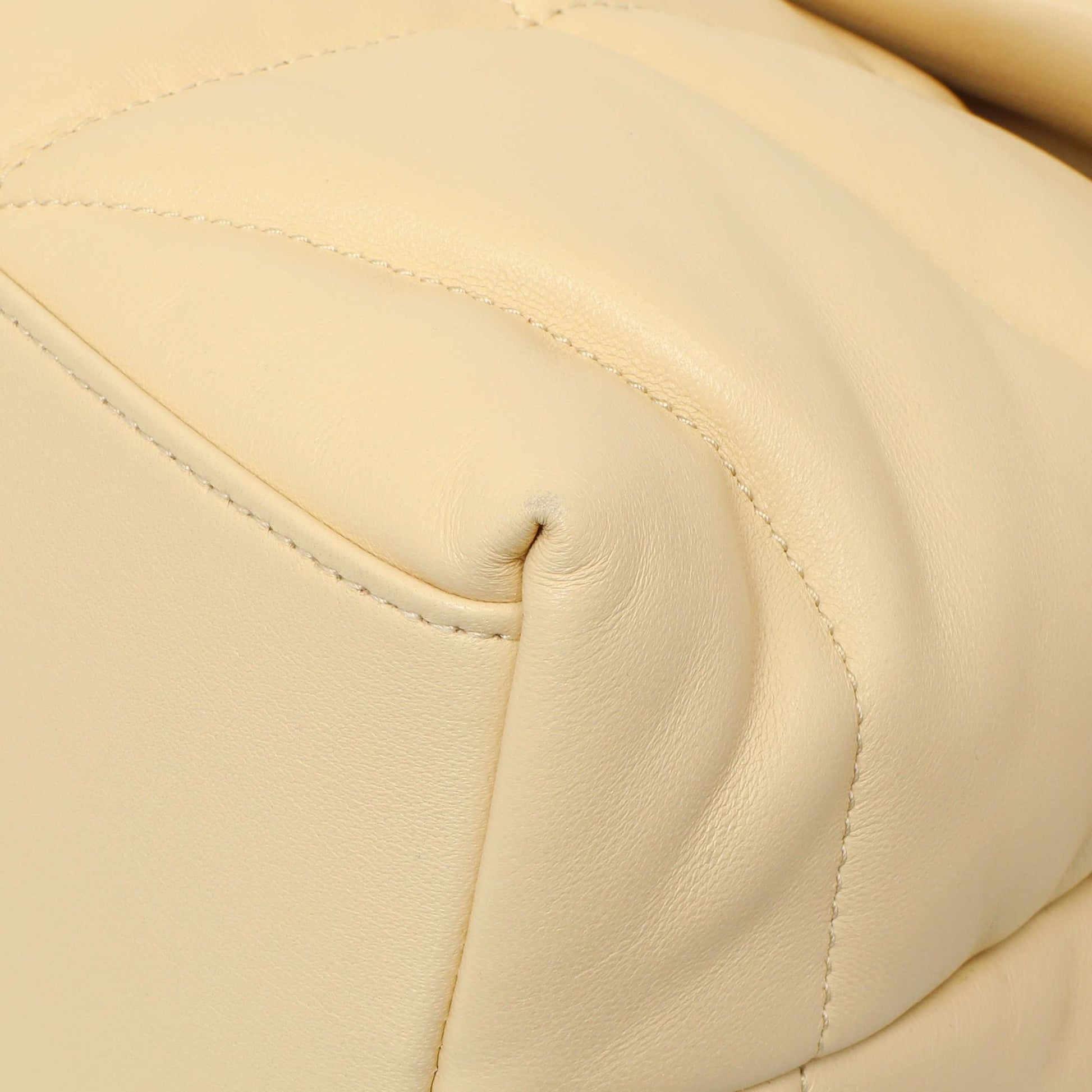 Exclusive Saint Laurent Jaune Pale Lambskin Medium Loulou Puffer — Lifestyle View