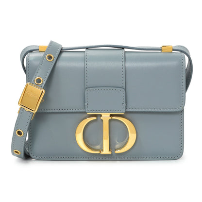 Exclusive Christian Dior Blue Grey Smooth Calfskin Micro 30 Montaigne Flap — Front View