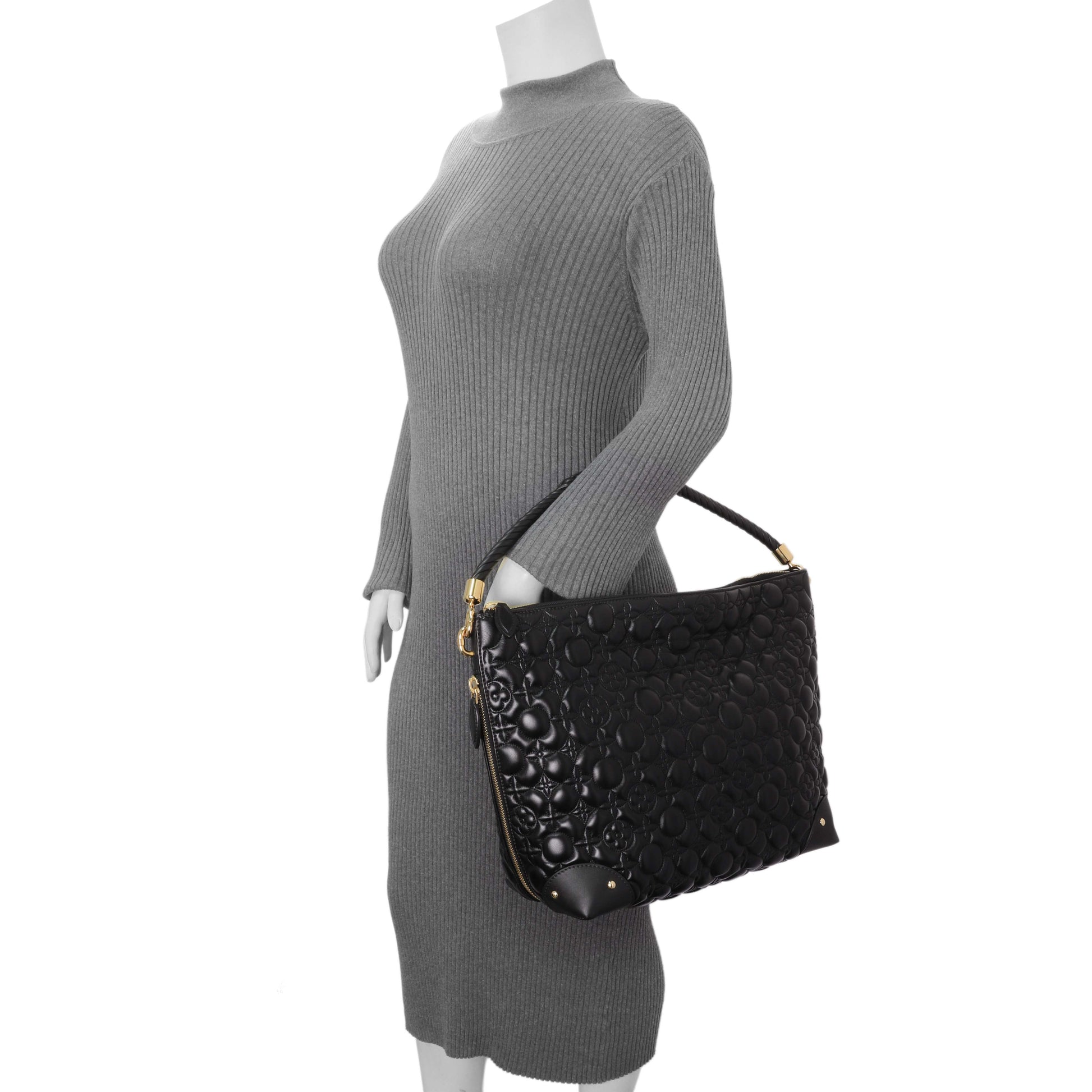 Exclusive Louis Vuitton Black Lambskin Quilted Flowers Triangle Softy — Alternate View 7