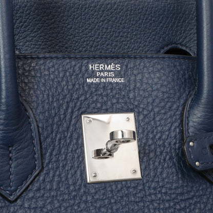Exclusive Hermes Bleu Saphir Clemence Birkin 35 — Alternate View 9