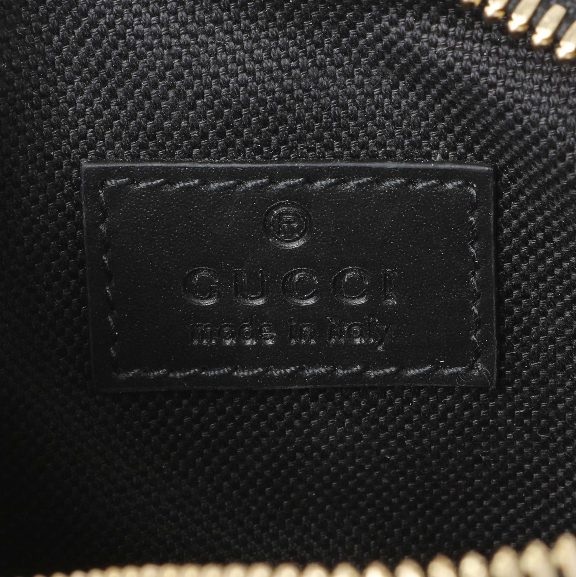 Exclusive Gucci Black Calfskin Jumbo GG Embossed Super Mini Top Handle Bowler Bag — Detail View