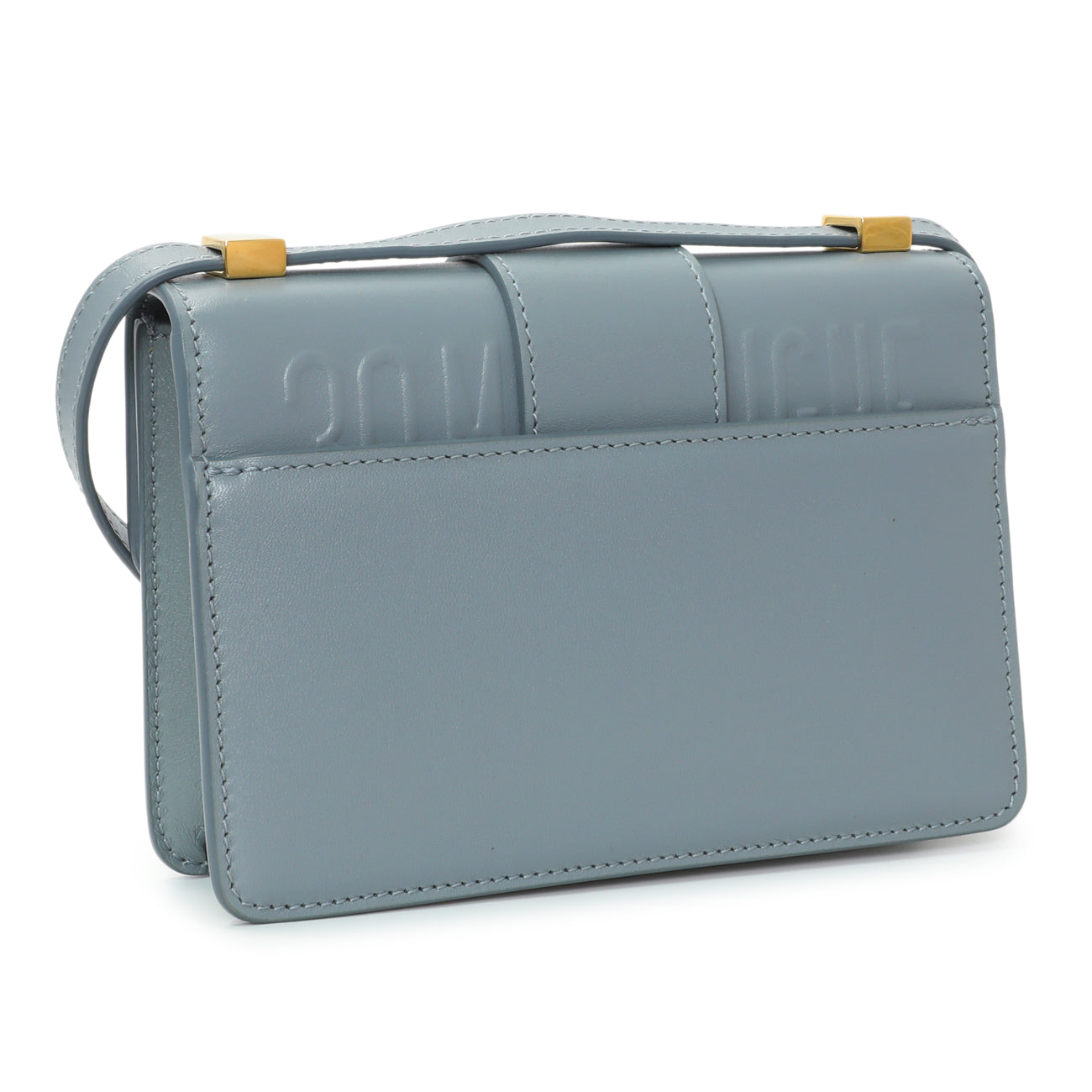 Exclusive Christian Dior Blue Grey Smooth Calfskin Micro 30 Montaigne Flap — Side View