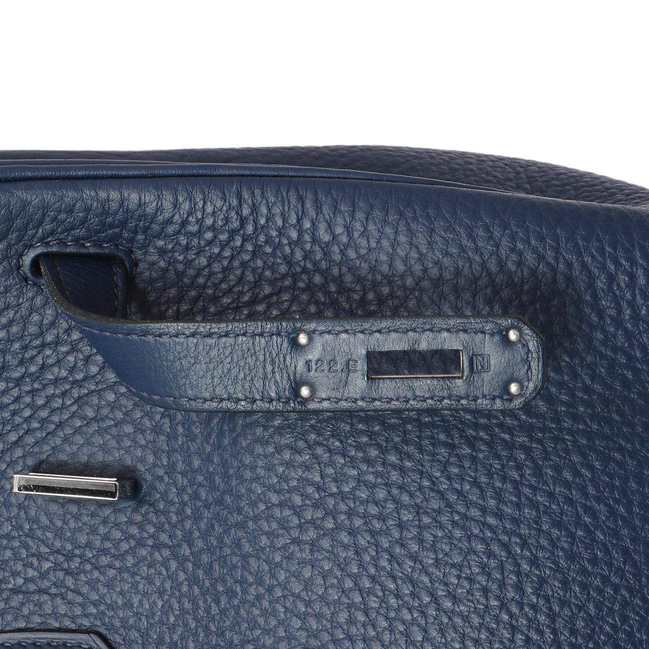 Exclusive Hermes Bleu Saphir Clemence Birkin 35 — Alternate View 10