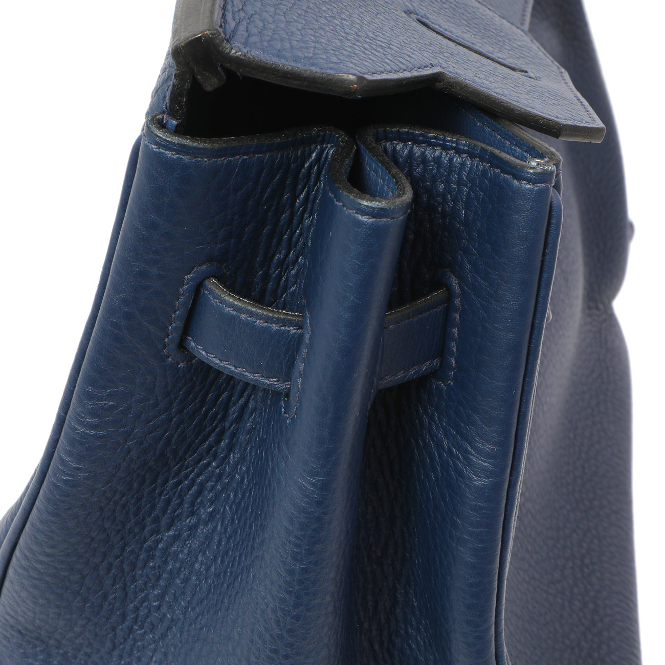 Exclusive Hermes Bleu Saphir Clemence Birkin 35 — Alternate View 12