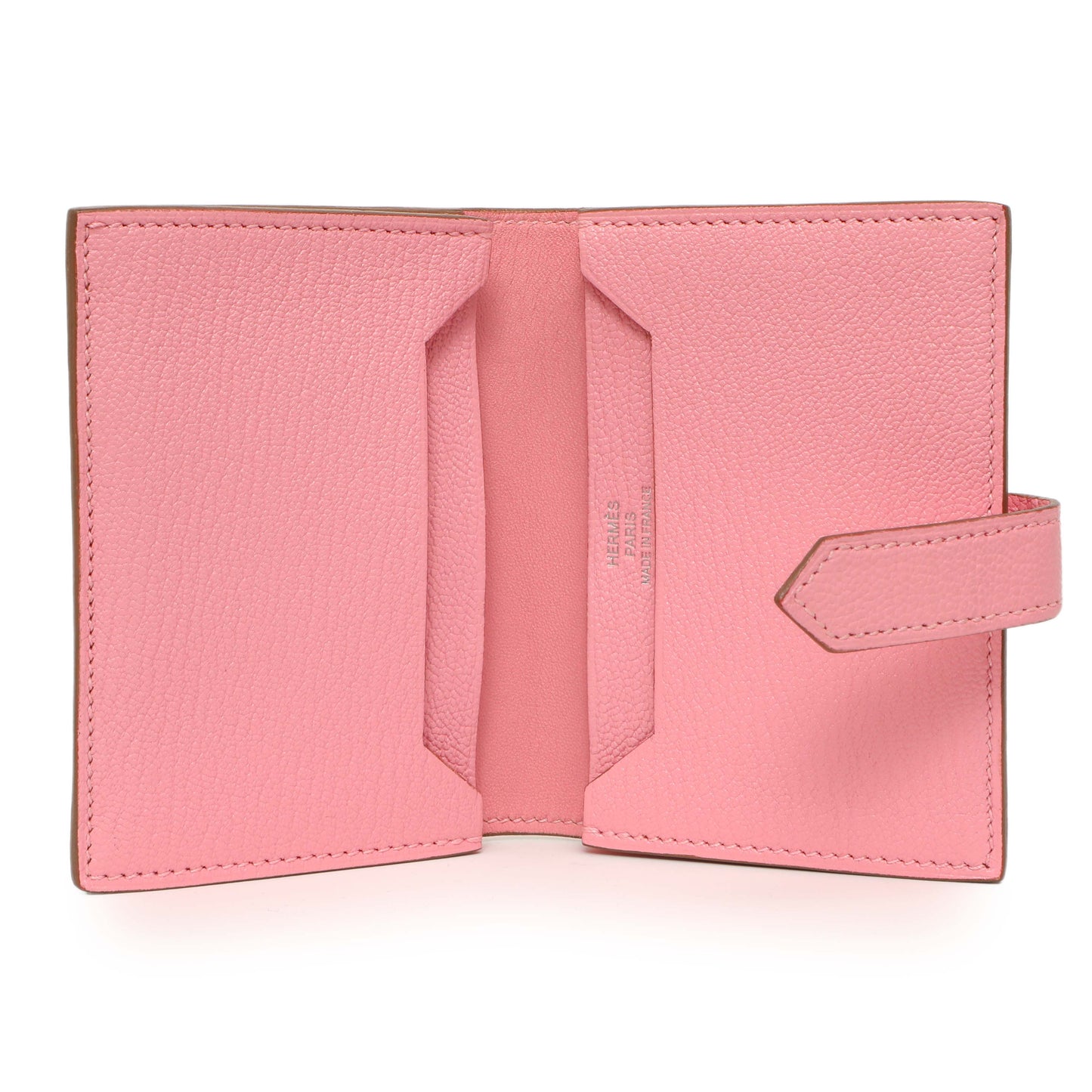 Exclusive Hermes Rose Confetti Chevre Mysore Bearn Card Holder Wallet — Detail View