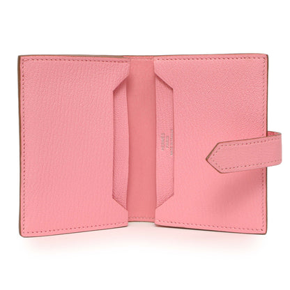 Exclusive Hermes Rose Confetti Chevre Mysore Bearn Card Holder Wallet — Detail View