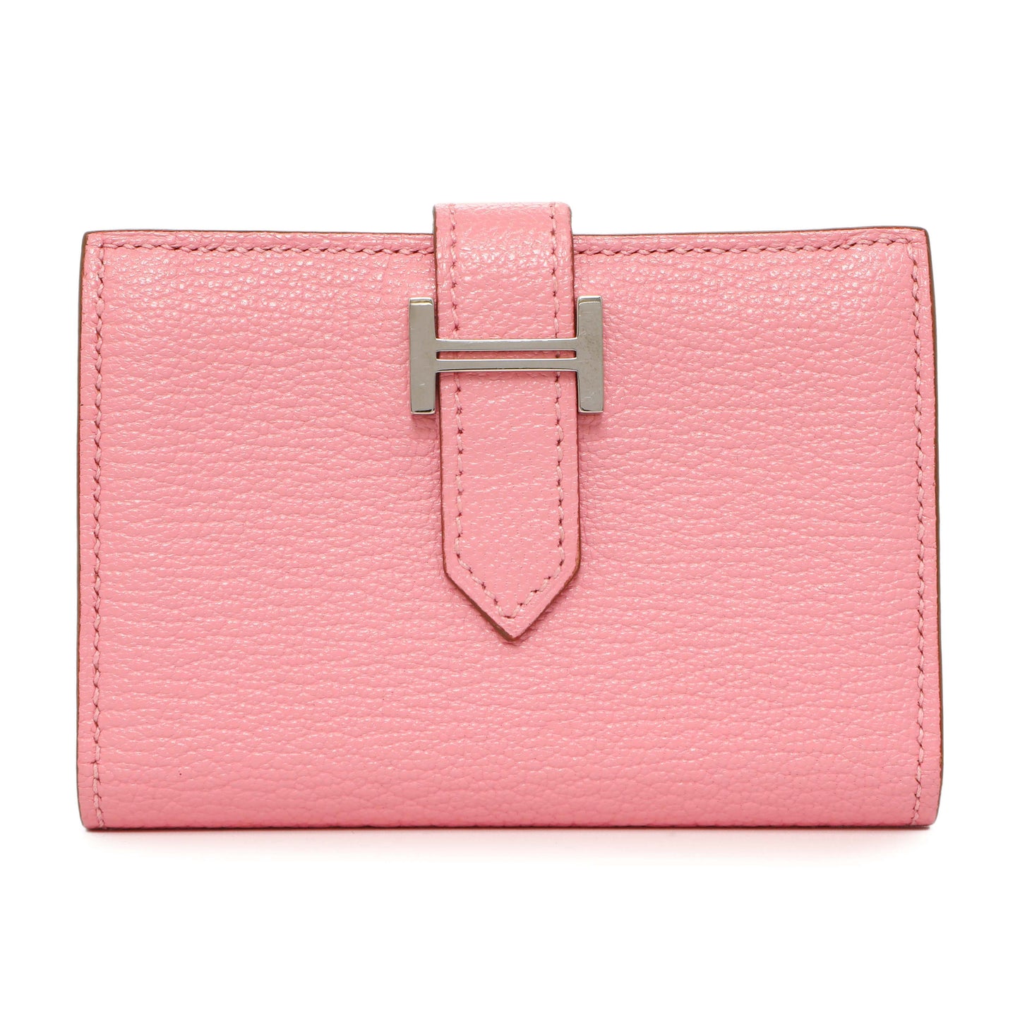 Exclusive Hermes Rose Confetti Chevre Mysore Bearn Card Holder Wallet — Front View