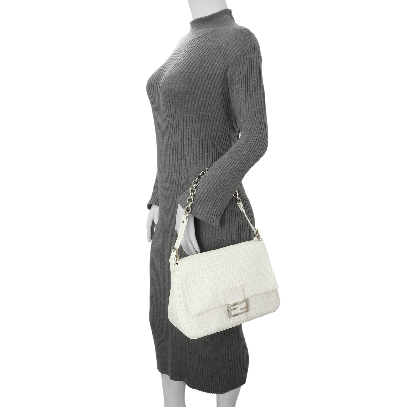 Exclusive Fendi White Zucchino Mama Baguette — Alternate View 9