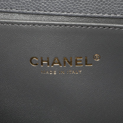 Exclusive Chanel Dark Grey Quilted Caviar Medium Boy Bag — Lifestyle View