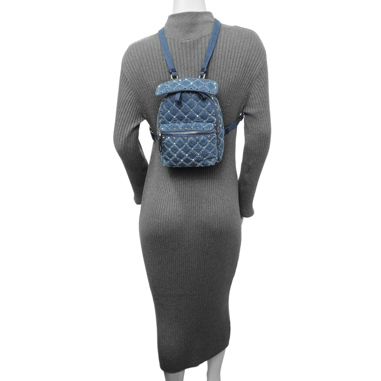 Exclusive Valentino Blue Denim Mini Rockstud Spike Backpack — Alternate View 7