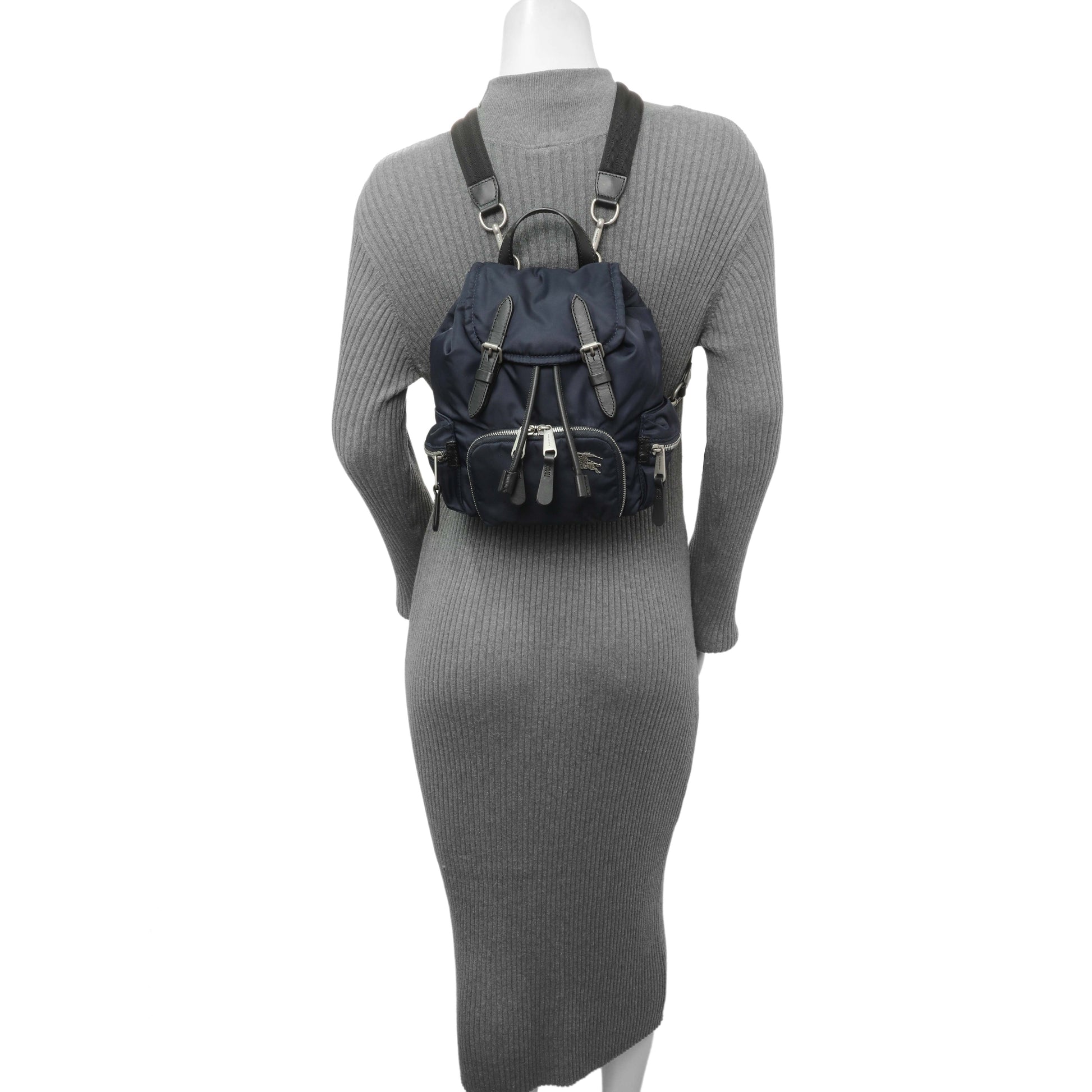 Exclusive Burberry Navy Nylon Puffer Small Rucksack Backpack — Alternate View 8