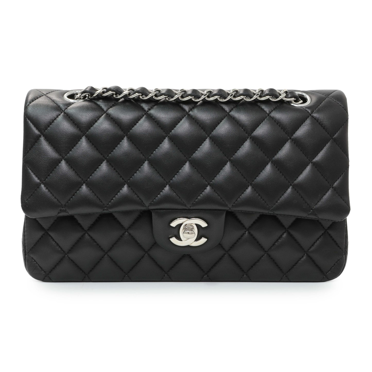 Exclusive Chanel Black Quilted Lambskin Medium Double Flap — Front View