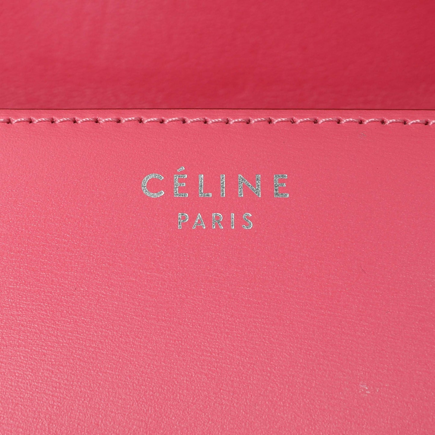 Exclusive Celine Pink Box Calfskin Small Classic Box Flap Bag — Detail View