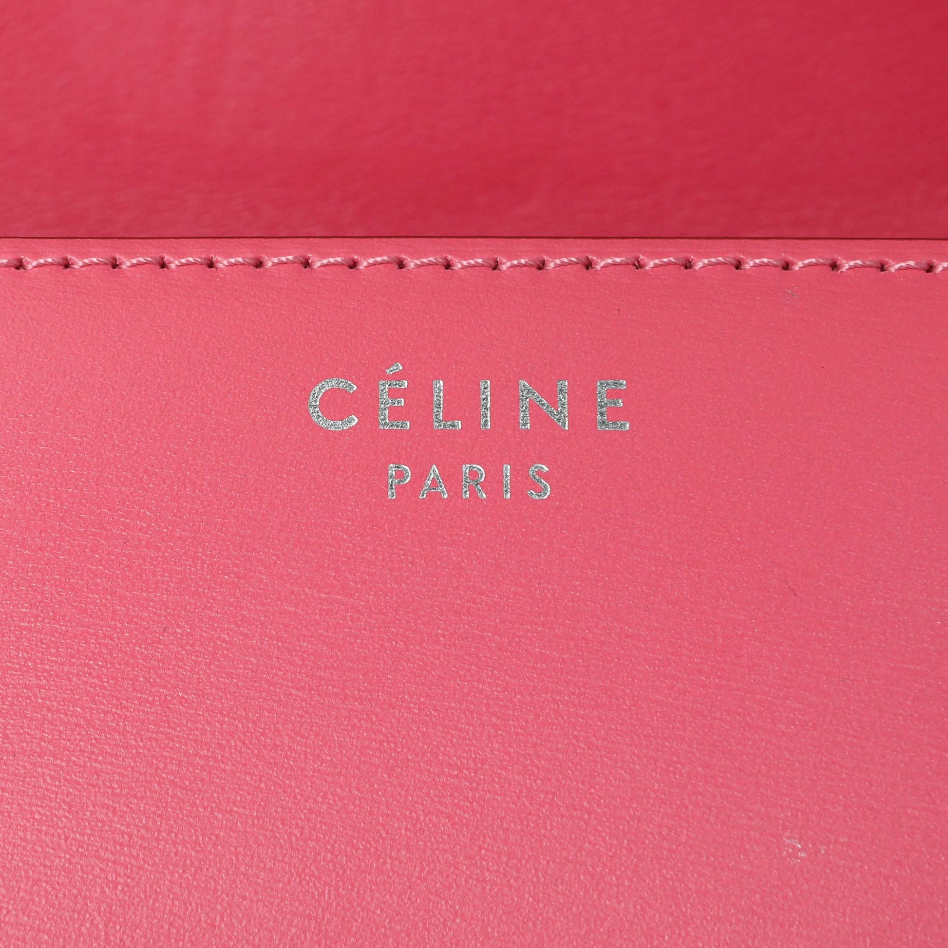 Exclusive Celine Pink Box Calfskin Small Classic Box Flap Bag — Detail View
