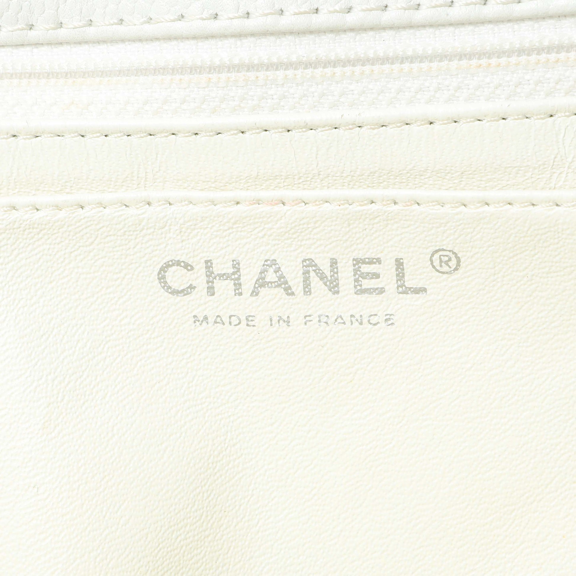Exclusive Chanel White Quilted Caviar Maxi Single Flap — Alternate View 9