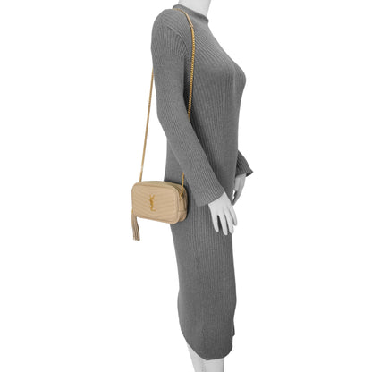 Exclusive Saint Laurent Dark Beige Grain De Poudre Matelasse Monogram Mini Lou Camera Bag — Alternate View 8