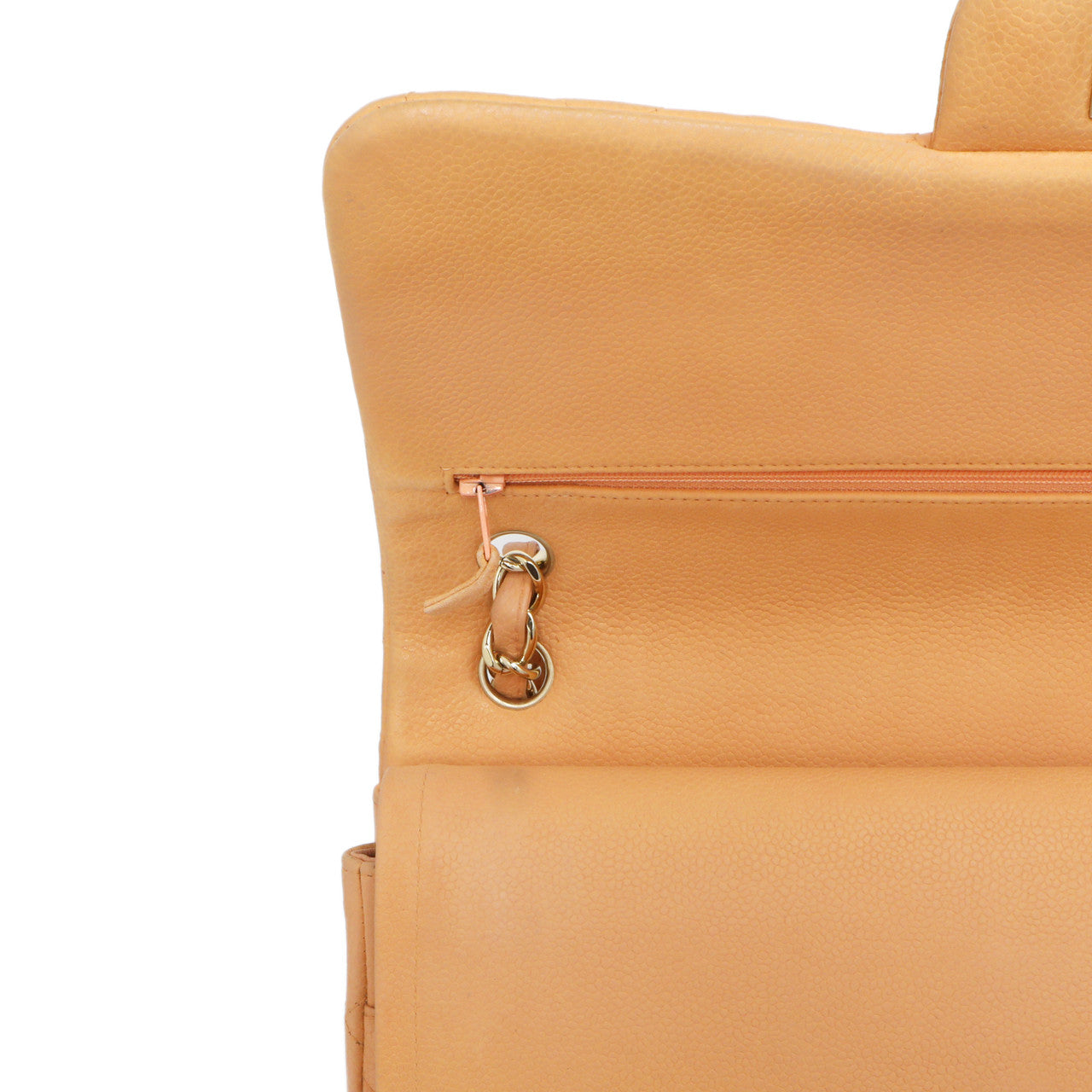 Exclusive Chanel Peach Quilted Caviar Jumbo Classic Double Flap — Alternate View 15