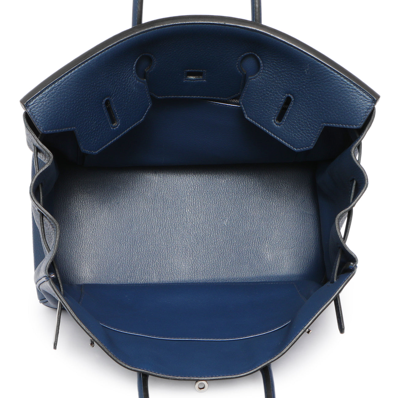Exclusive Hermes Bleu Saphir Clemence Birkin 35 — Alternate View 8