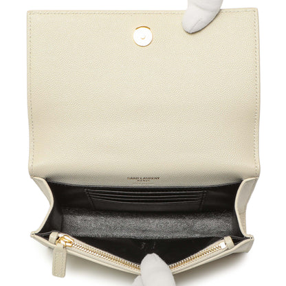 Exclusive Saint Laurent White Grain De Poudre Monogram Kate Belt Bag — Top View