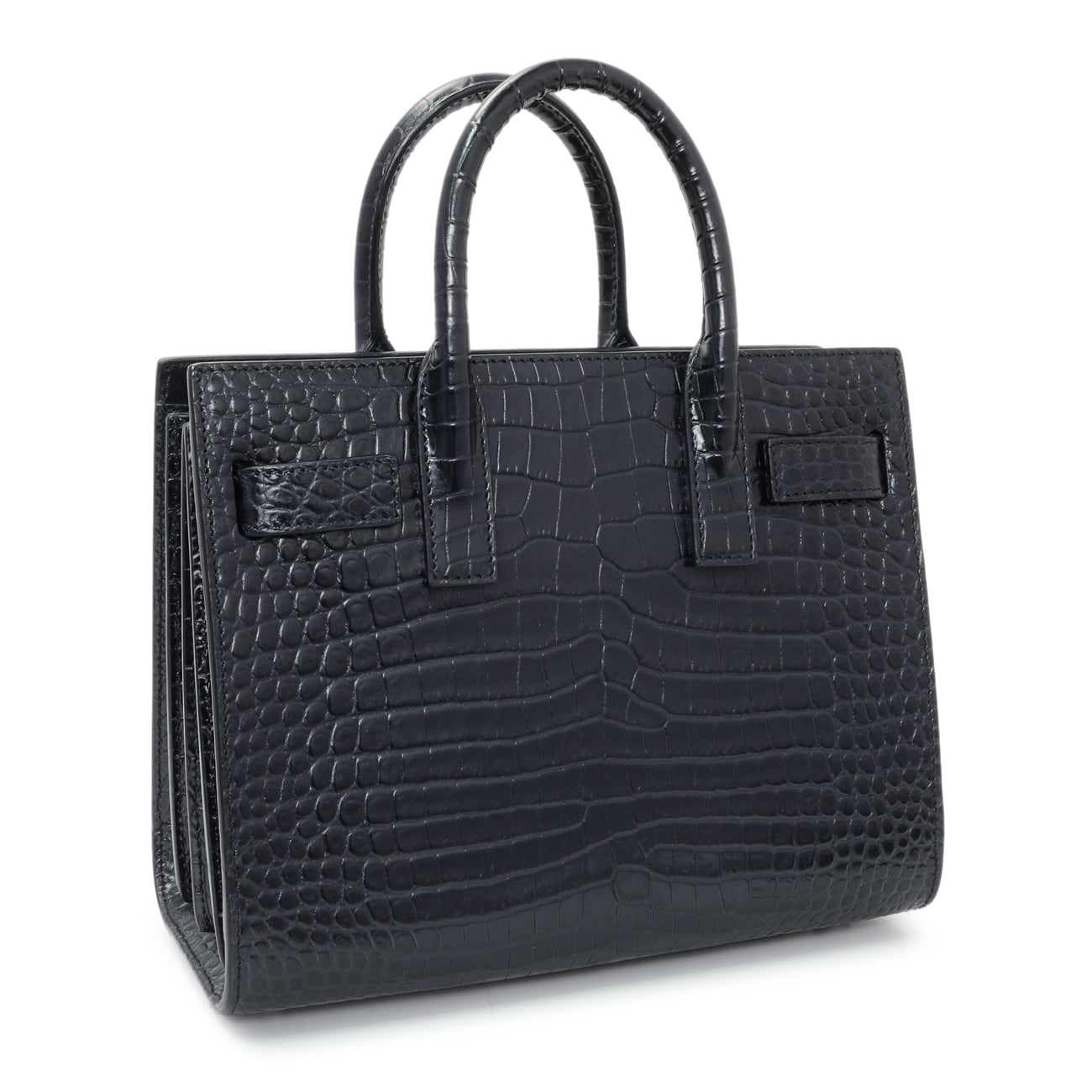 Exclusive Saint Laurent Calfskin Crocodile Embossed Nano Sac De Jour — Side View