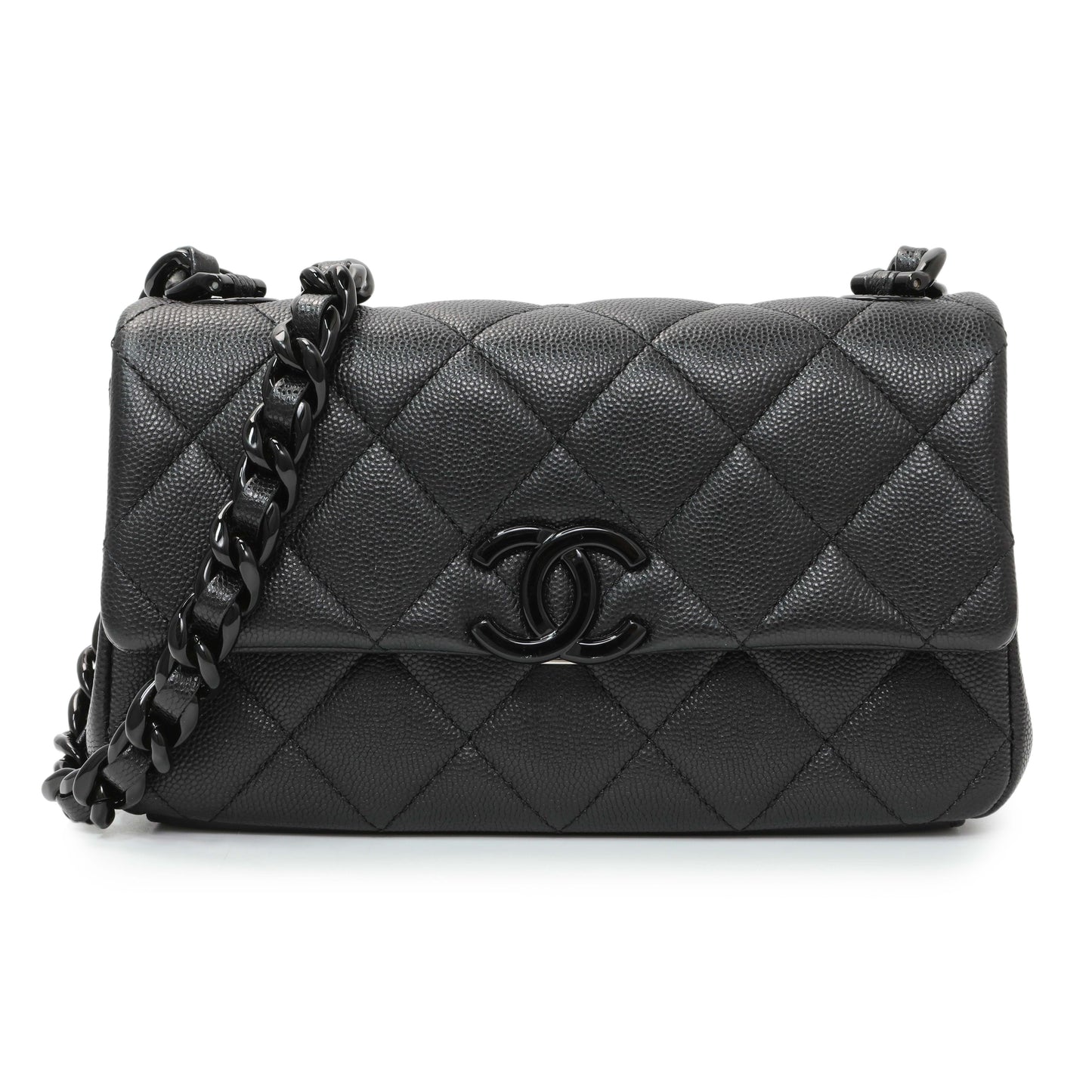 Exclusive Chanel Black Caviar Quilted My Everything Small Flap — Front View