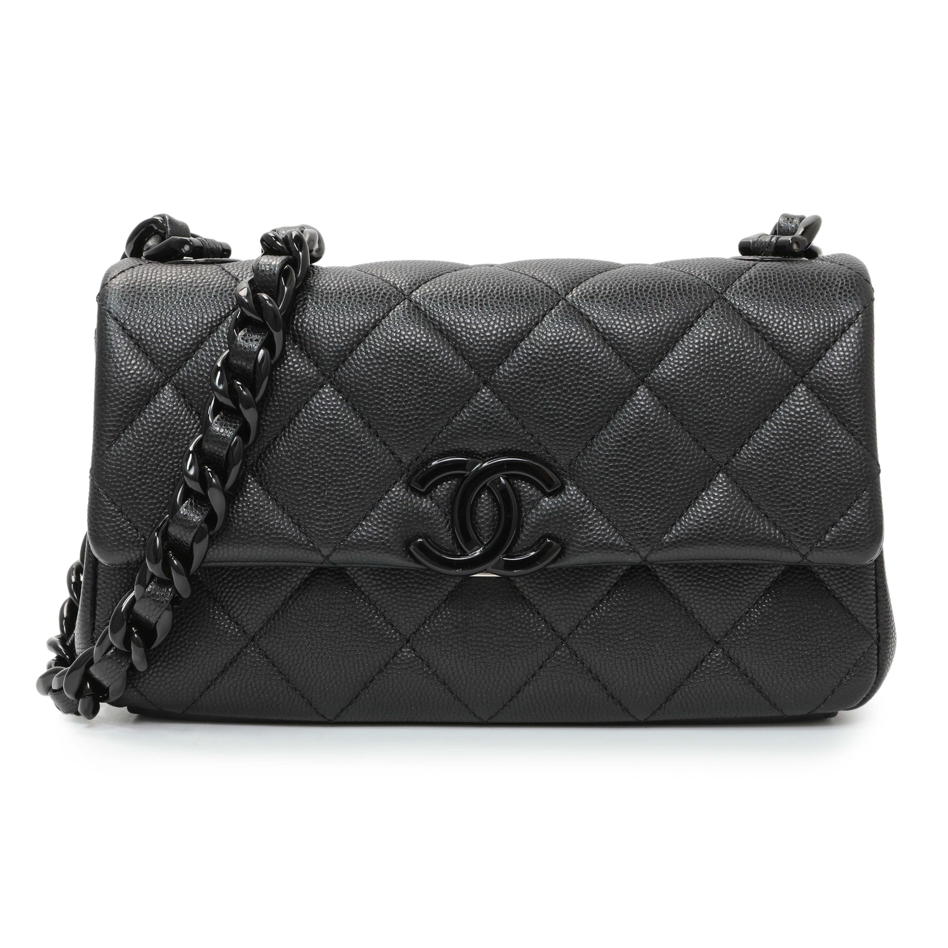 Exclusive Chanel Black Caviar Quilted My Everything Small Flap — Front View