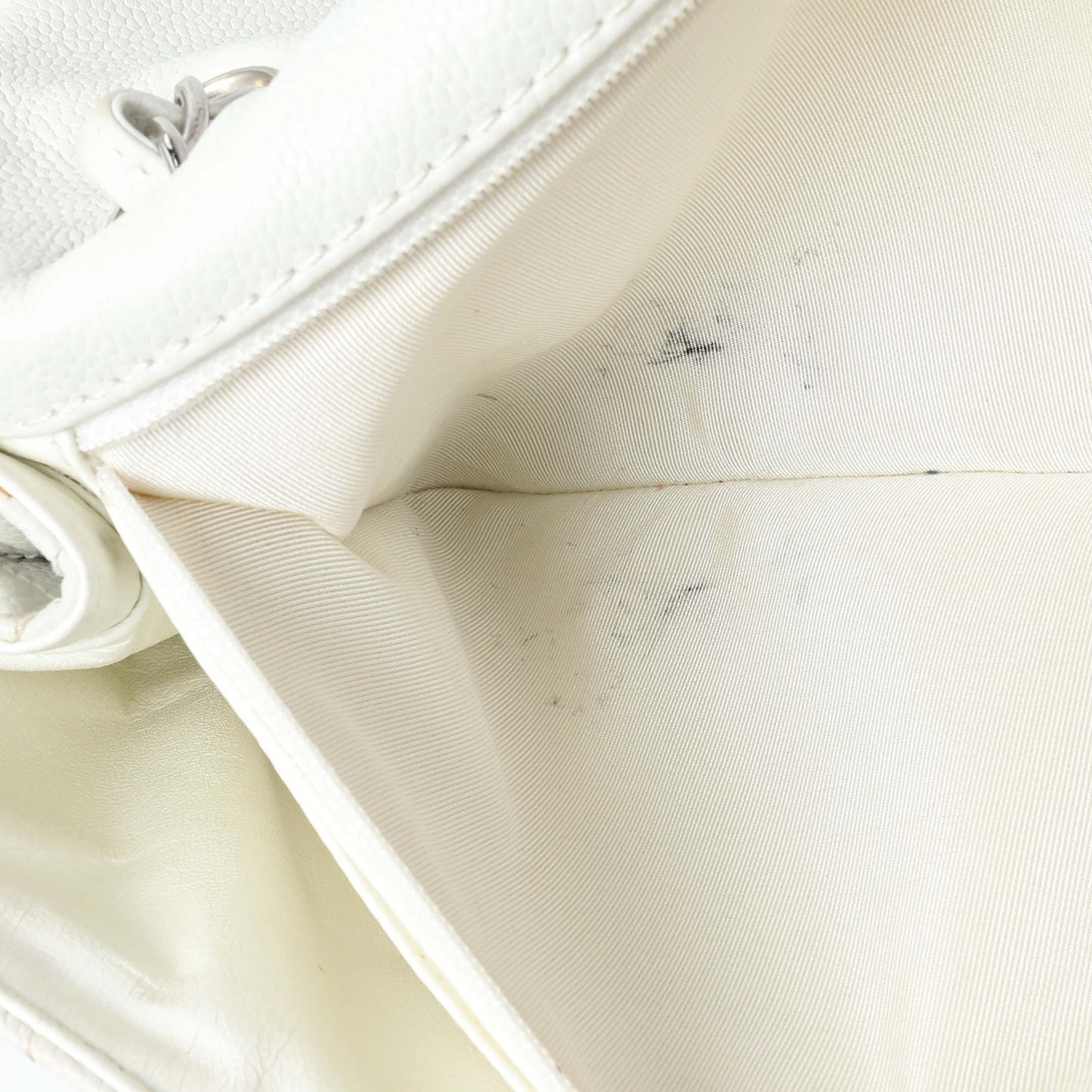Exclusive Chanel White Quilted Caviar Maxi Single Flap — Alternate View 11